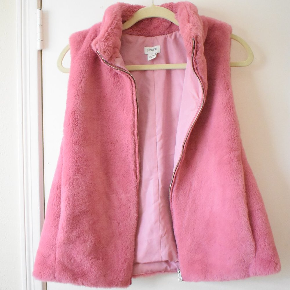 J. Crew Pink Fur Vest